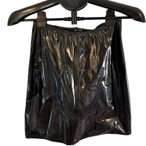 NWT LISA MARIE FERNANDEZ BLACK MINI SKIRT WITH ZIPPER FRONT DETAIL